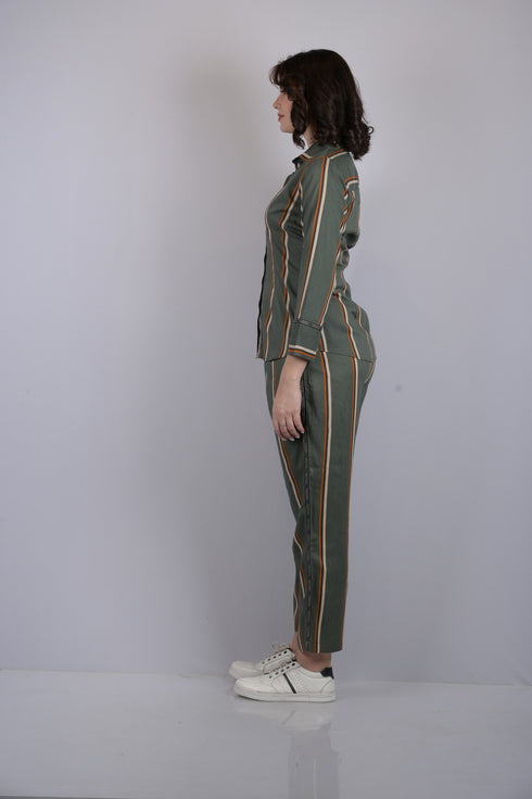 OWO THE LABEL Cord set for women stripe printed cords party wear and daily use shirt and bottom (OTL-CRD-1301)